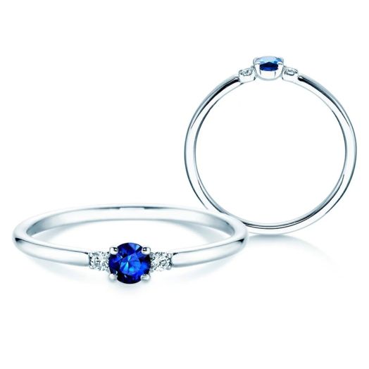 Verlobungsring VIV Petite Saphir 0,16ct Diamanten 0,04ct Weißgold oder Gelbgold RIV 47506