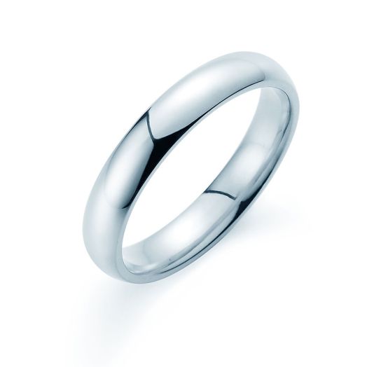 Verlobungsring Herren 4mm poliert Weißgold, Platin oder Silber 400036