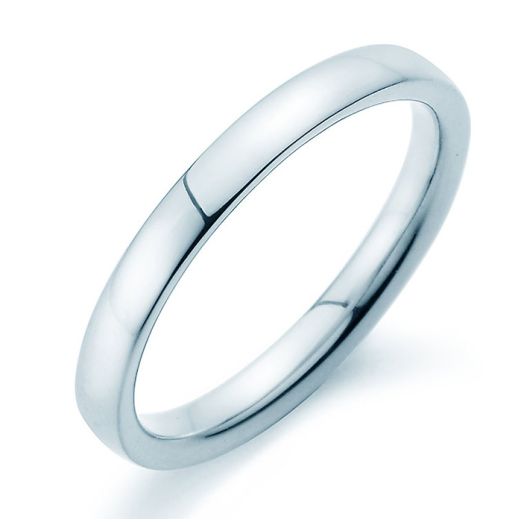 Herren Verlobungsring poliert Modern 3 mm Weißgold oder Platin