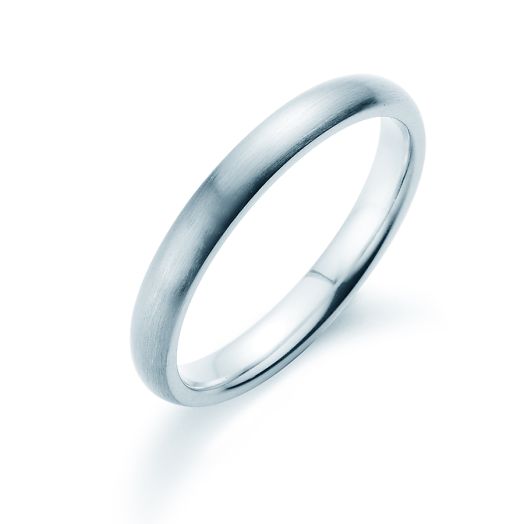 Verlobungsring Herren 3mm Weißgold, Platin oder Silber matt 400036
