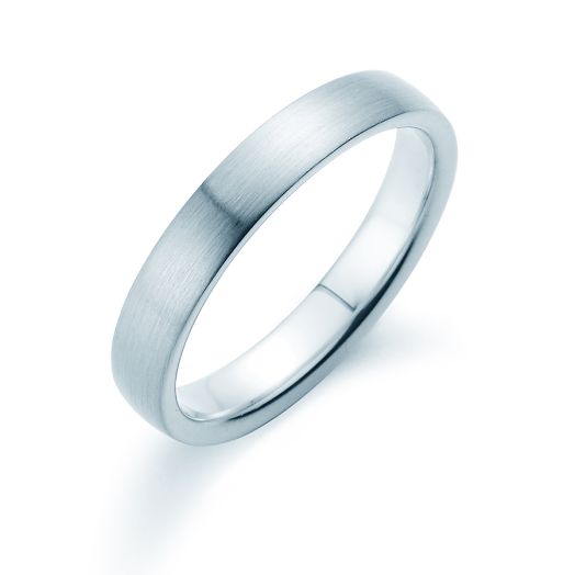 Herren Verlobungsring matt Modern 4 mm Weißgold oder Platin