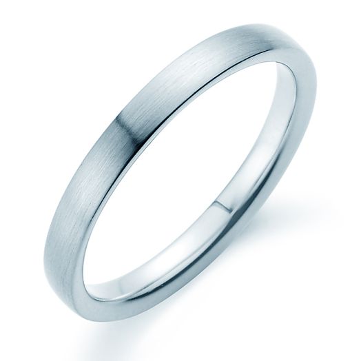 Herren Verlobungsring matt Modern 3mm Weißgold oder Platin