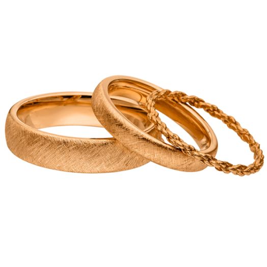 Trauringe Set Vintage Look Verlobungsring Rotgold