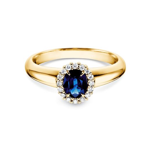 Saphir Ring 0,60 ct mit Diamanten 0,12 ct Verlobungsring